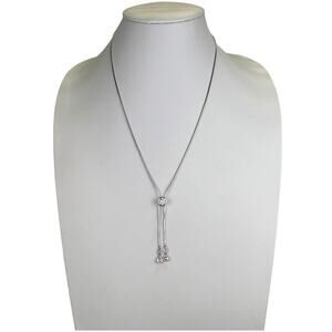 Sterling Silver Necklace Snake Chain 22" Slide CZ Dainty Pendant